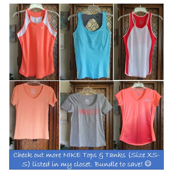 3/$15 NIKE DRI-FIT Neon Orange Short Sleeve V-Neck Tee - Picture 13 of 16